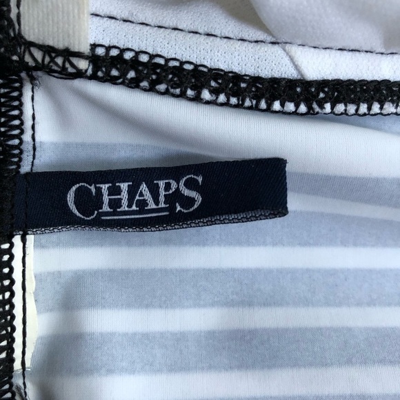 Chaps Bathing Suit Swim Tankini Top Black & White stripes Beach Vacation Summer - Picture 4 of 12